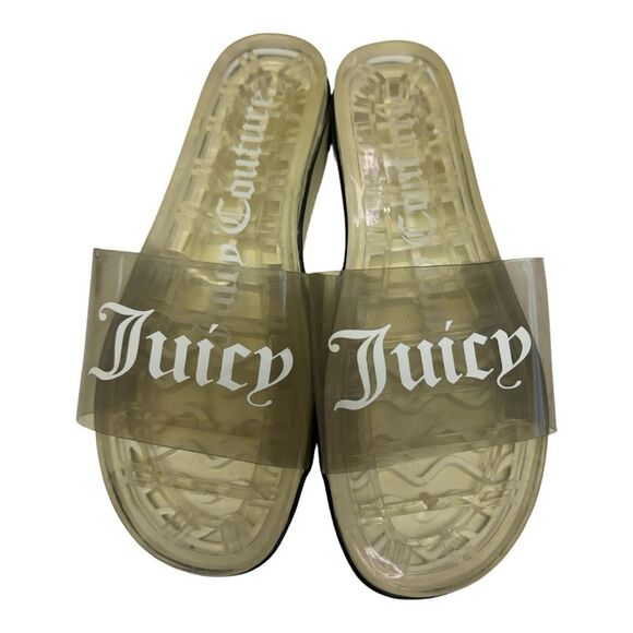 Juicy Couture Clear  Vinyl Preppy Summer Pool Sandal‎ Slides Size 7.5 - Picture 1 of 11